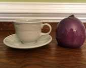Fiestaware Cup and Saucer in Retired Pearl Grey (Post86) Color
