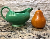 Vintage Fiestaware Original Green Sauce Boat w Quality Control Number