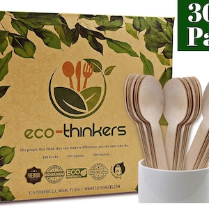 Houten gebruiksvoorwerpen, houten feestbestek, ECOTHINKERS-feestserveergerei, handgemaakte lepels set van 300 stuks, ijslepel
