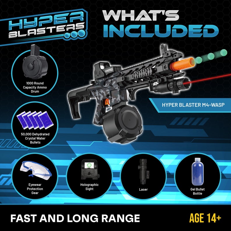 Hyperblasters M4 Wasp Gel Blaster Fun and Exciting Gel Ball Blaster for Teens and Adults