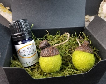 Wool Acorn Lavender Essential Oil Air Freshener Kit Gift Box