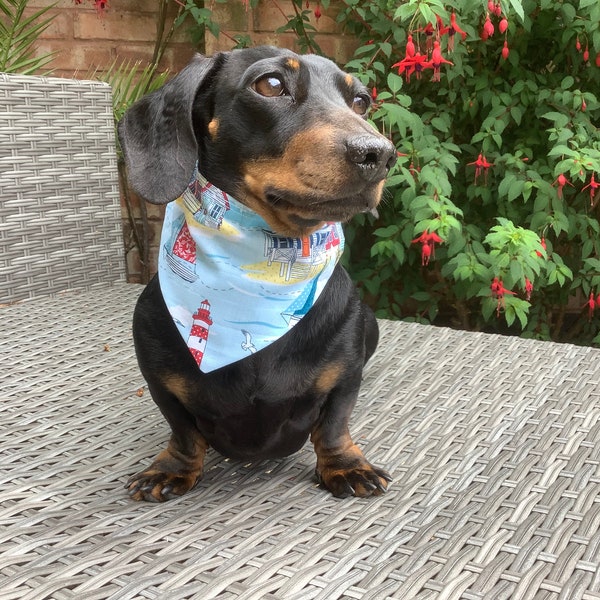 Handmade 100% Cotton Reversible Dog Bandana For Smaller Dogs/Cats - Assorted Designs