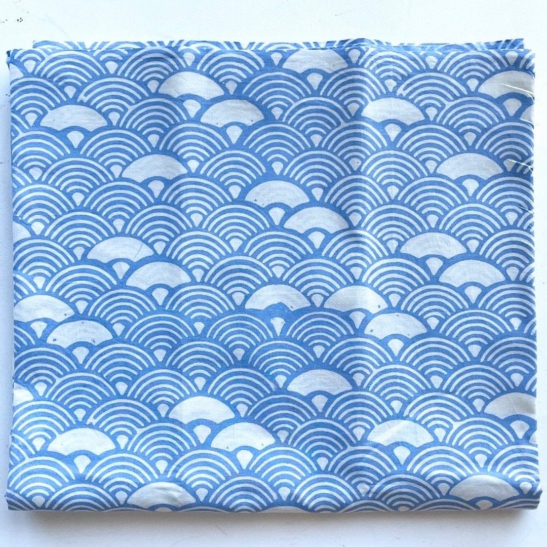 Blue Waves Pattern, Block Print Batik Fabric, 2x1 Meter/78x39 Inches ...