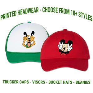 Pluto and Mickey Mouse Printed Hat - Birthday Party Group Cap - Cute Peace Bucket Hat - Disney World Magic Kingdom | Adult and Kids Sizes