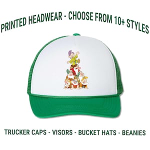 Snow White and Seven Dwarfs Printed Hat - Best Friends Group Party Cap - Themed Bucket Hat - Disneyland EPCOT Hat | Adult and Kids Sizes