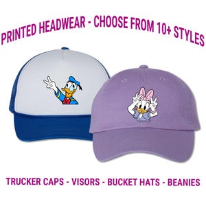 Mickey Mouse and Friends Printed Hat - Birthday Party Group Cap - Cute Peace Bucket Hat - Disney World Magic Kingdom | Adult and Kids Sizes