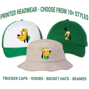 Pluto Emojis Printed Hat - Birthday Party Group Caps - Best Friends Bucket Hat - Disney World Magic Kingdom | Adult and Kids Sizes
