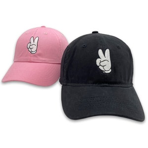 EMBROIDERED HAT Mickey Mouse Peace | Magic Kingdom Cap Unstructured Adult Unisex cap