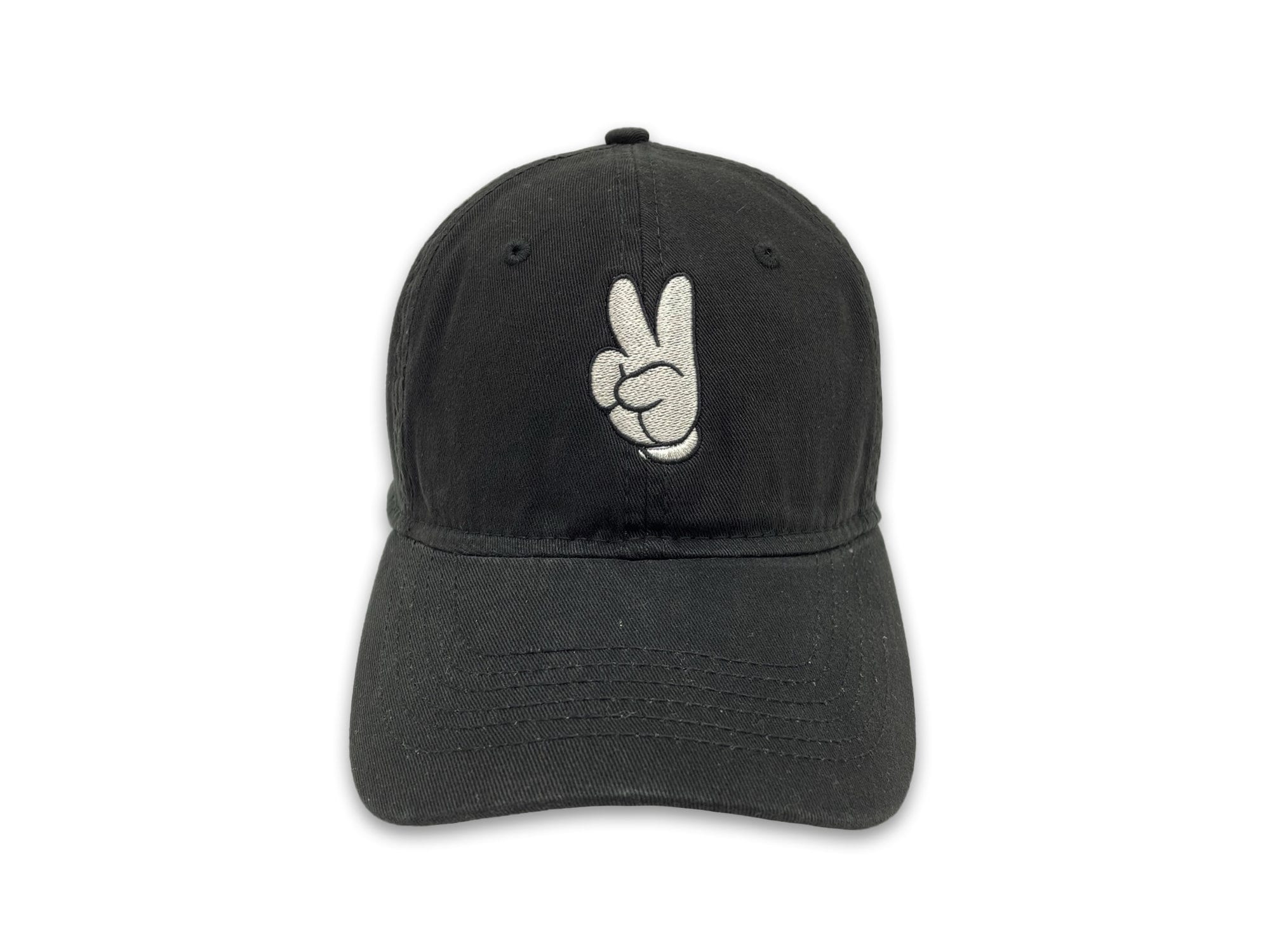 Peace Sign Vintage Baseball Cap - Embroidered Cotton Distressed Dad Hat, Adjustable Strap, Unisex, Brush Black