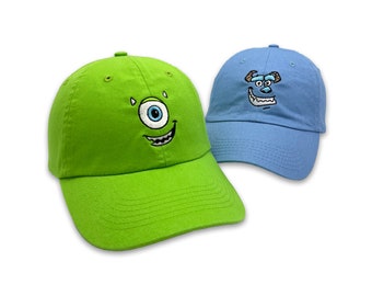 EMBROIDERED HAT Monsters University James P. Sullivan Mike Wazowski Cap Unstructured Adult Unisex cap | ok ror pnk MU