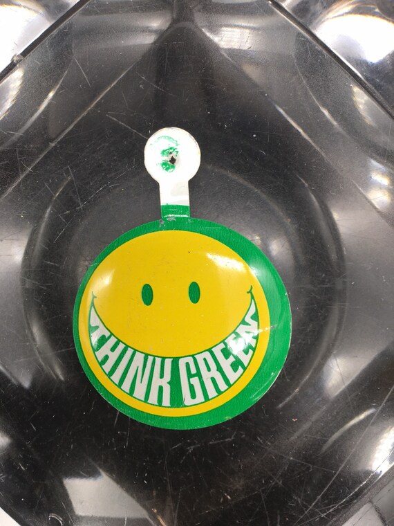 Think Green eco vintage pin 1.5"