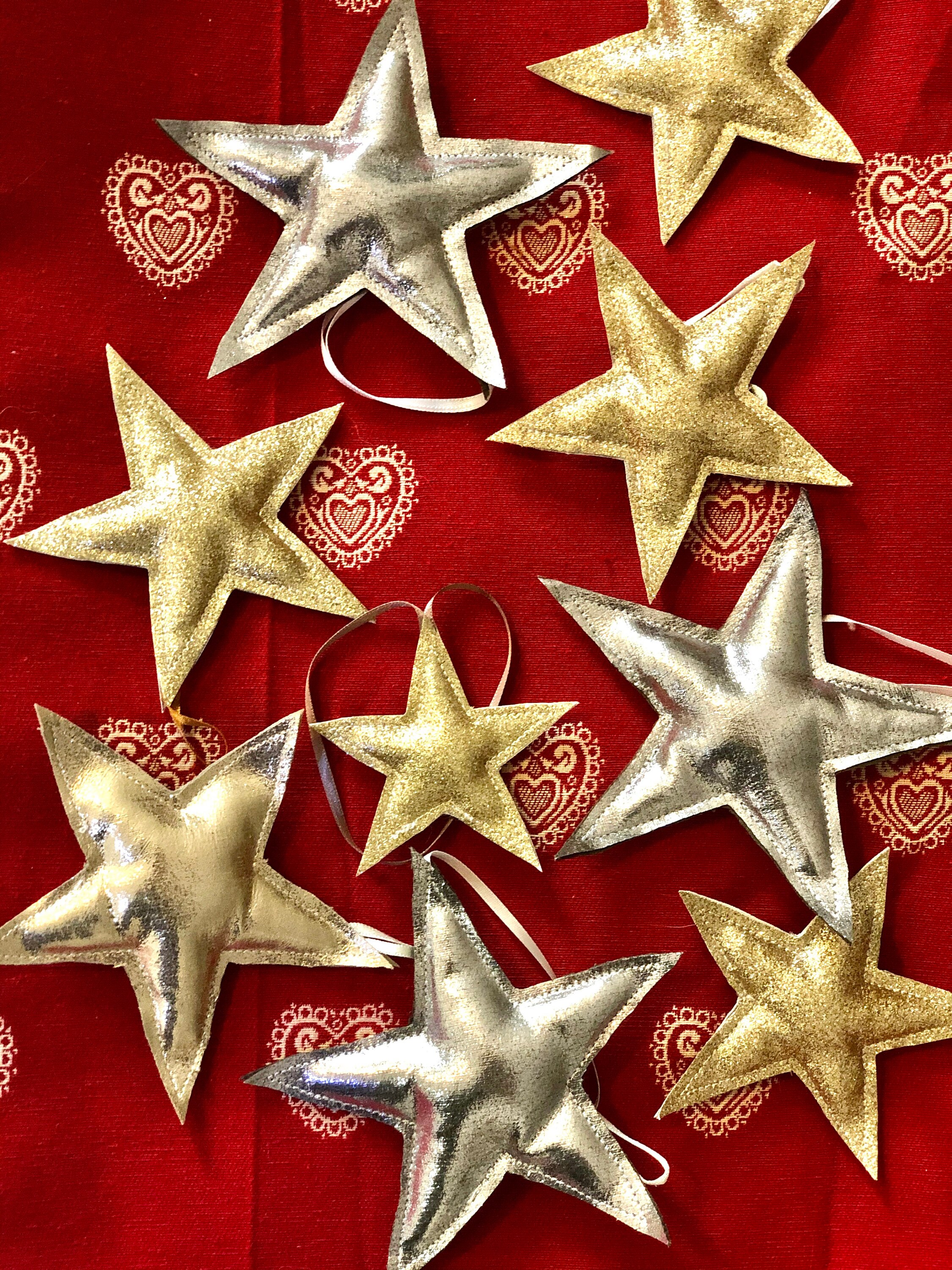 Lot d'étoiles en Tissu avec Ruban Pour Le Sapin de Noël