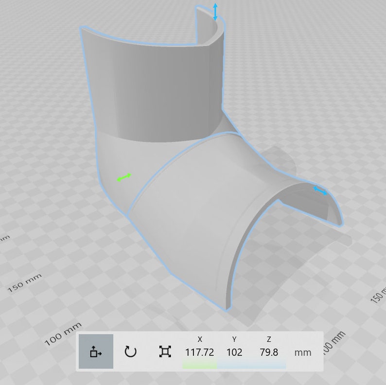 May include: A 3D model of a white plastic pipe fitting with a 90-degree bend. The fitting is designed to connect two pipes at a right angle.