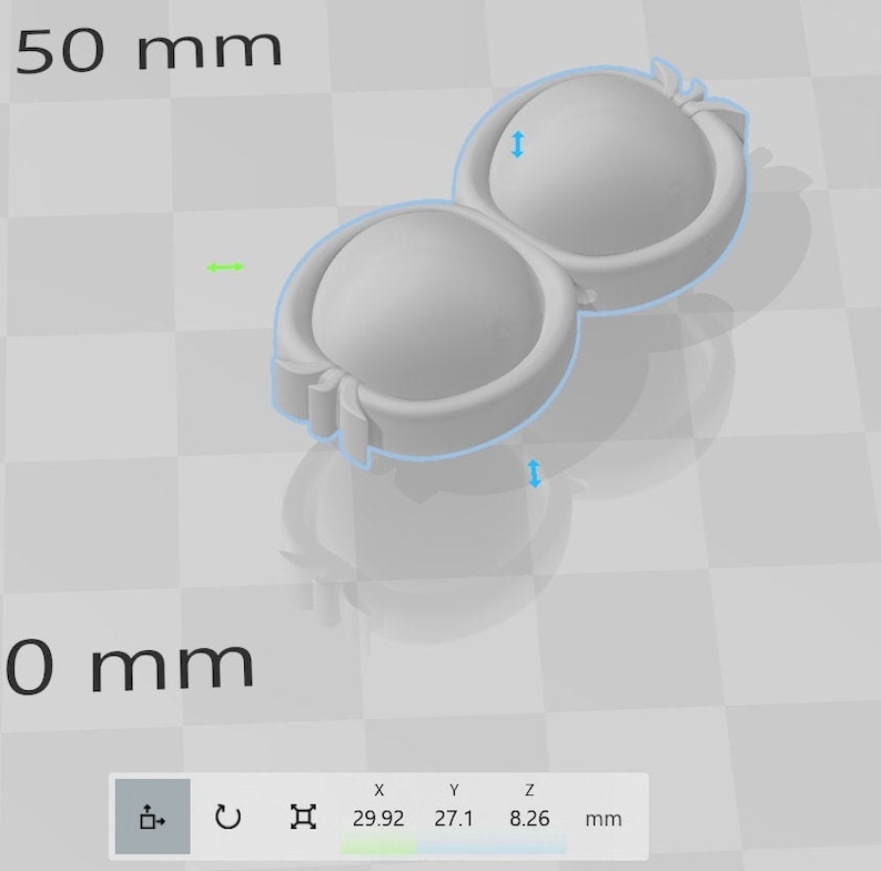 May include: A 3D printed model of a figure eight shape with a smooth, white finish. The model is approximately 2.99 inches wide, 2.71 inches long, and 0.83 inches tall.