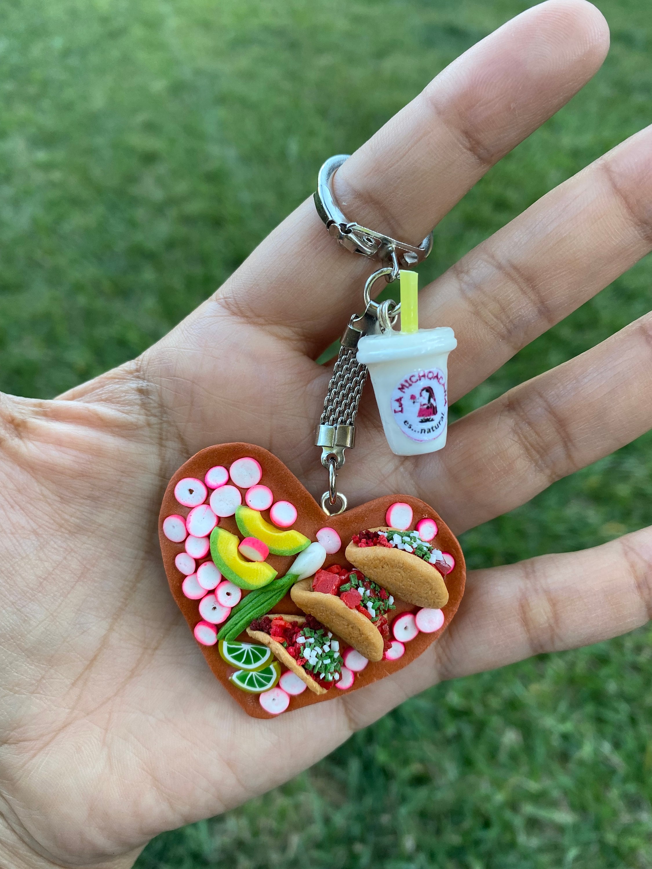 Tacos en Corazón Llavero-con Horchata
