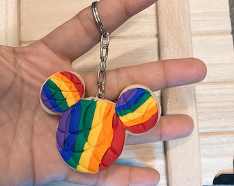 Mickey concha Keychain- Rainbow