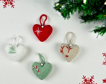 Crochet Heart Ornaments for your Christmas Tree and Christmas Decor