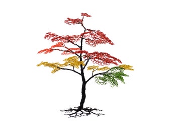 Autumn Copper Wire Tree Sculpture: Handmade Home Decor