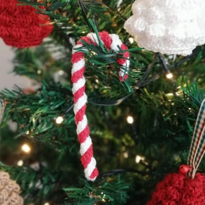 Set of 4 Crochet Christmas Candy Canes for your  Christmas Decor and Tree (4 colour choices)