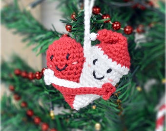 Ornamento natalizio a forma di cuore all'uncinetto: renna, Babbo Natale, palline per cappelli invernali
