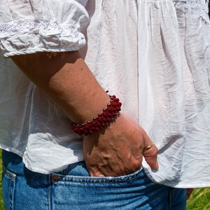 Macrame bubble bracelet, cuff bracelet with gemstone beads
