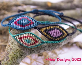 Macrame Evil Eye Bracelet inspired by Greek Evil Eye, Nazar Charm