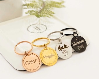 Custom Engraved Pet Portrait Keychain Dog Photo Keyring