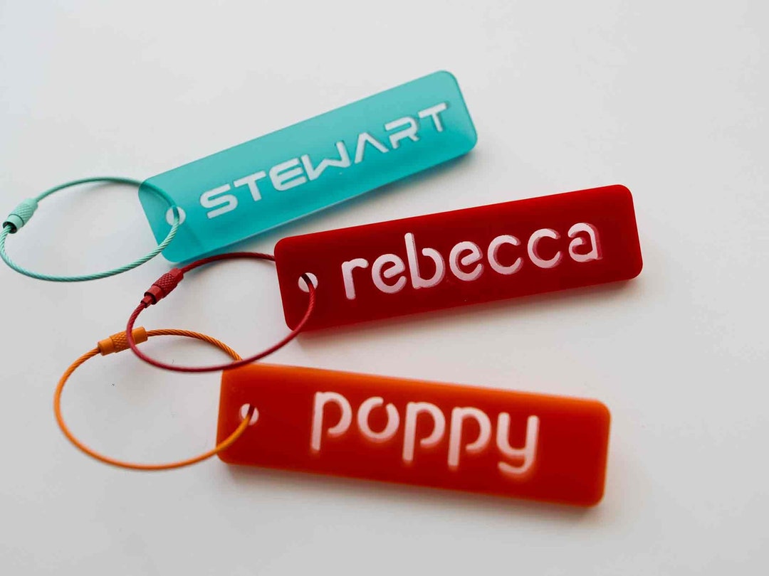 Backpack Name Tag Colored Acrylic Keychain Minimalist Custom Name Bag