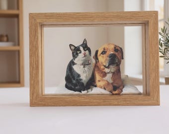 Custom Pet Portrait Frame 6x4 Inches, Personalized Dog or Cat Photo on Acrylic, Pet Memorial Desk Decor