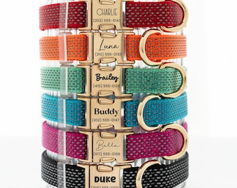 Personalized Engraved Dog Collar: Reflective Nylon Webbing, Custom Pet ID