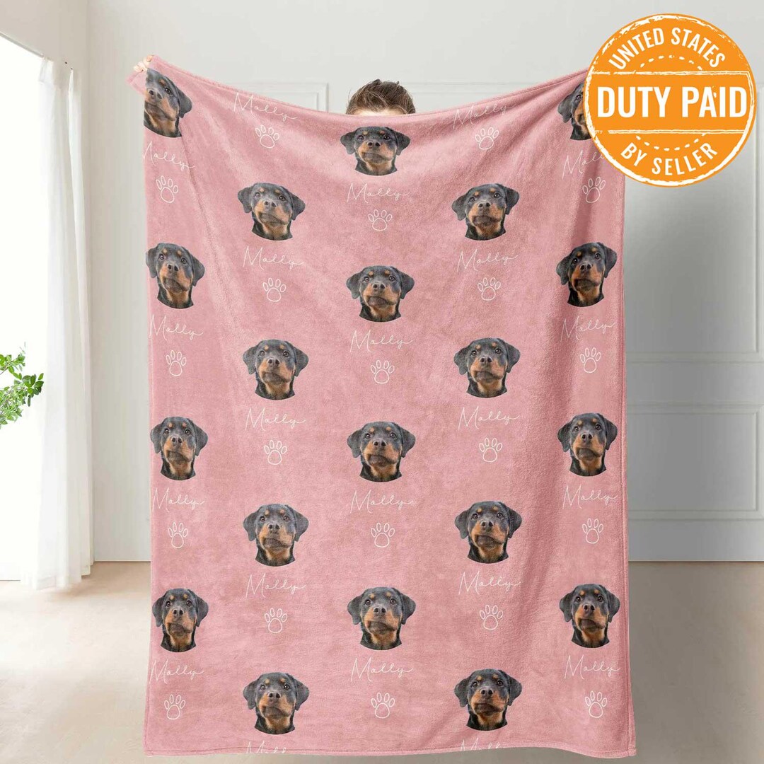 Personalized Pet Photo Blanket: Custom Fleece Dog Cat Memorial Gift - Etsy