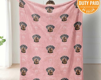 Personalized Pet Photo Blanket: Custom Fleece Dog Cat Memorial Gift