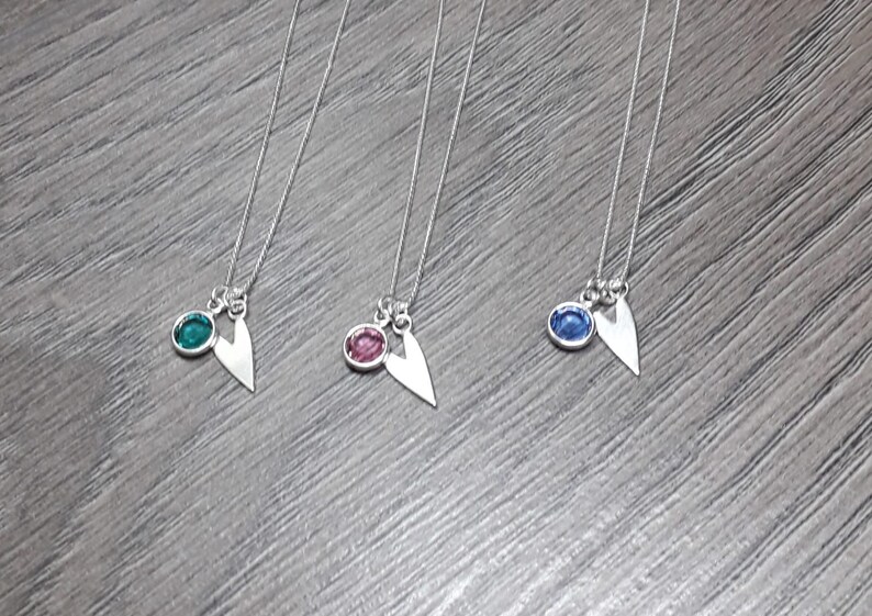 November Birthstone Heart Necklace Personalised Silver Heart Etsy