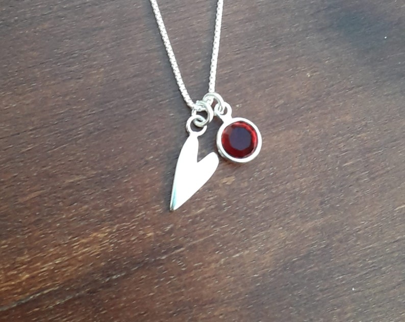 November Birthstone Heart Necklace Personalised Silver Heart Etsy