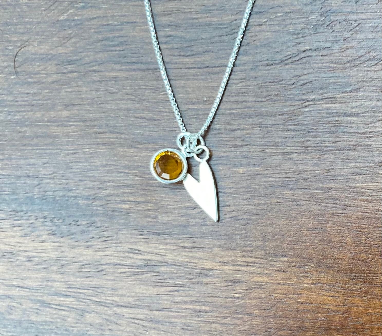 November Birthstone Heart Necklace Personalised Silver Heart Etsy