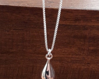 Silver Teardrop Necklace, Sterling Silver Teardrop  Pendant Necklace