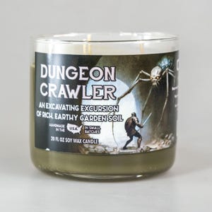 Dungeon Crawler Gaming Candle | Geek Gift | RPG | Gamer | DND | Gardening | Dirt Candle | Soil | 20oz | 8oz | 2oz | Wax Melts 20 oz 3-Wick Jar