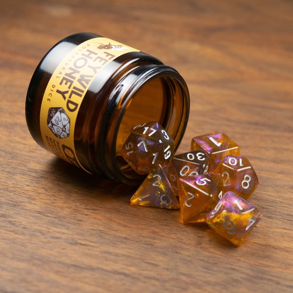Feywild Honey Dice Set | 7 Polyhedral Dice | Dungeons and Dragons | DND | Role Playing Dice | RPG | d20 | Critical Role | D&D Dice