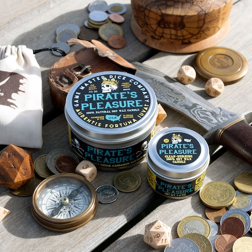 Pirate's Pleasure Gaming Candle | Soy Candle | Hand Poured | DND | 20oz | 8oz | 2oz | Wax Melts | Pirate | Sea Salt | Cardamom | Amber