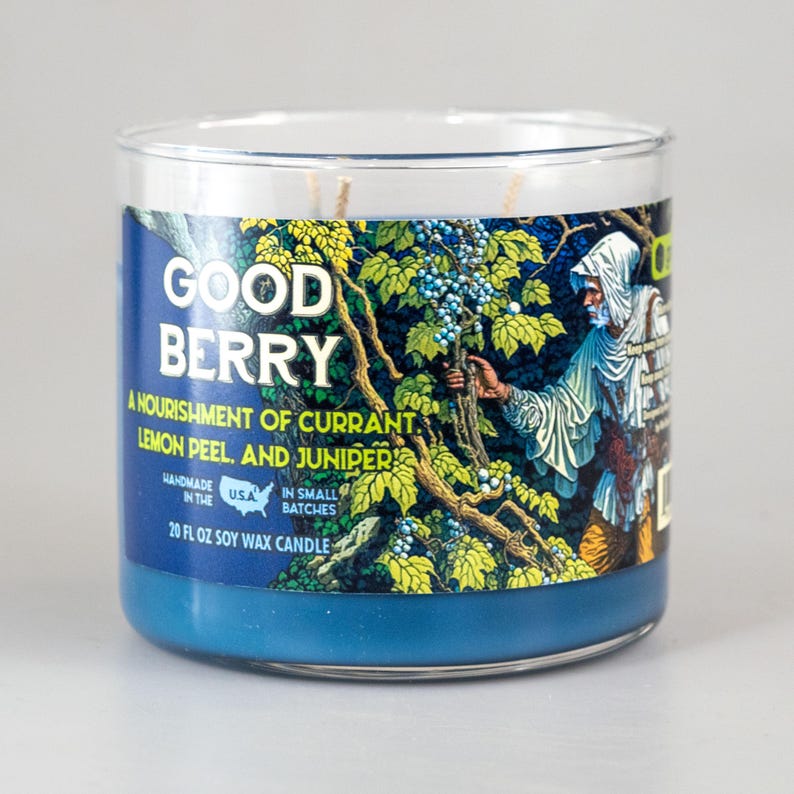 Goodberry Gaming Candle | Geek Gift | RPG | Gamer | DND | Ranger | Druid | White Currant | Berries Candle | 20oz | 8oz | 2oz | Wax Melts 20 oz 3-Wick Jar