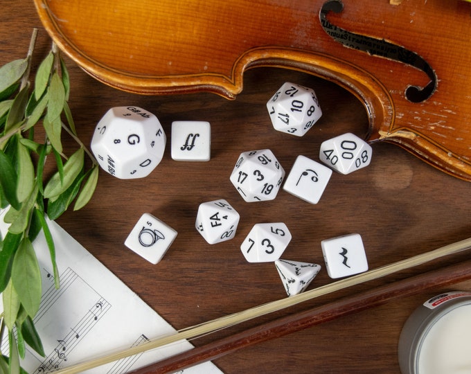 Music Notation Dice Set for D&D 11piece Dice Set Dungeons and Dragons Dnd Bard Sheet Music