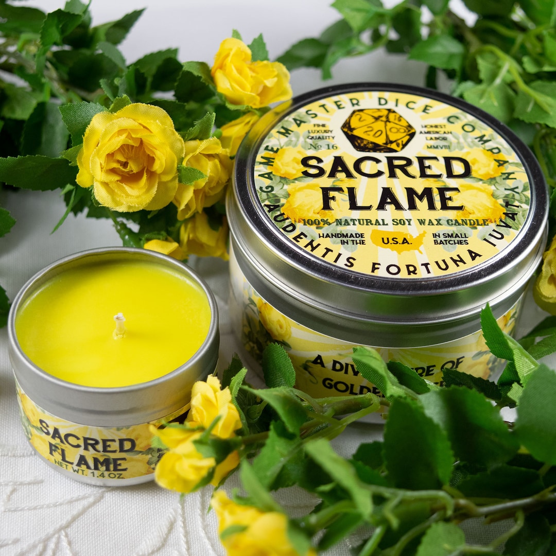 Sacred Flame Gaming Candle Soy Candle Hand Poured Yellow Rose Floral