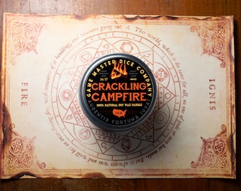 Crackling Campfire Gaming Candle | 8 oz. Soy Candle | Geek Gift | RPG | Gamer | DnD | Camping | Smoke | Fire