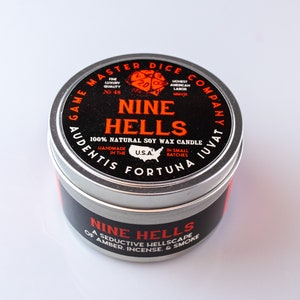 Nine Hells Gaming Candle | Soy Candle | Geek Gift | RPG | Gamer | DND | Smoke | Incense | Dungeons & Dragons | 20oz | 8oz | 2oz | Wax Melts