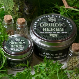 Druidic Herbs Gaming Candle | Geek Gift | RPG | Gamer | DND | Sage | Rosemary | Herbal | Pine | Druid | 20oz | 8oz | 2oz | Wax Melts image 8