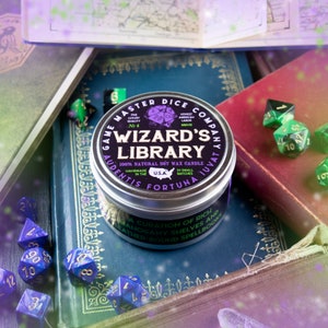 Wizard&#39;s Library Gaming Candle | Soy Candle | Geek Gift | RPG | Gamer | DND | Old Books | Dungeons & Dragons | 20oz | 8oz | 2oz | Wax Melts