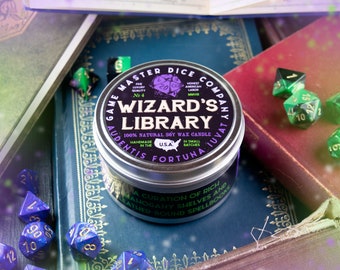 Wizard's Library Gaming Candle | Soy Candle | Geek Gift | RPG | Gamer | DnD | Old Books | Dungeons & Dragons