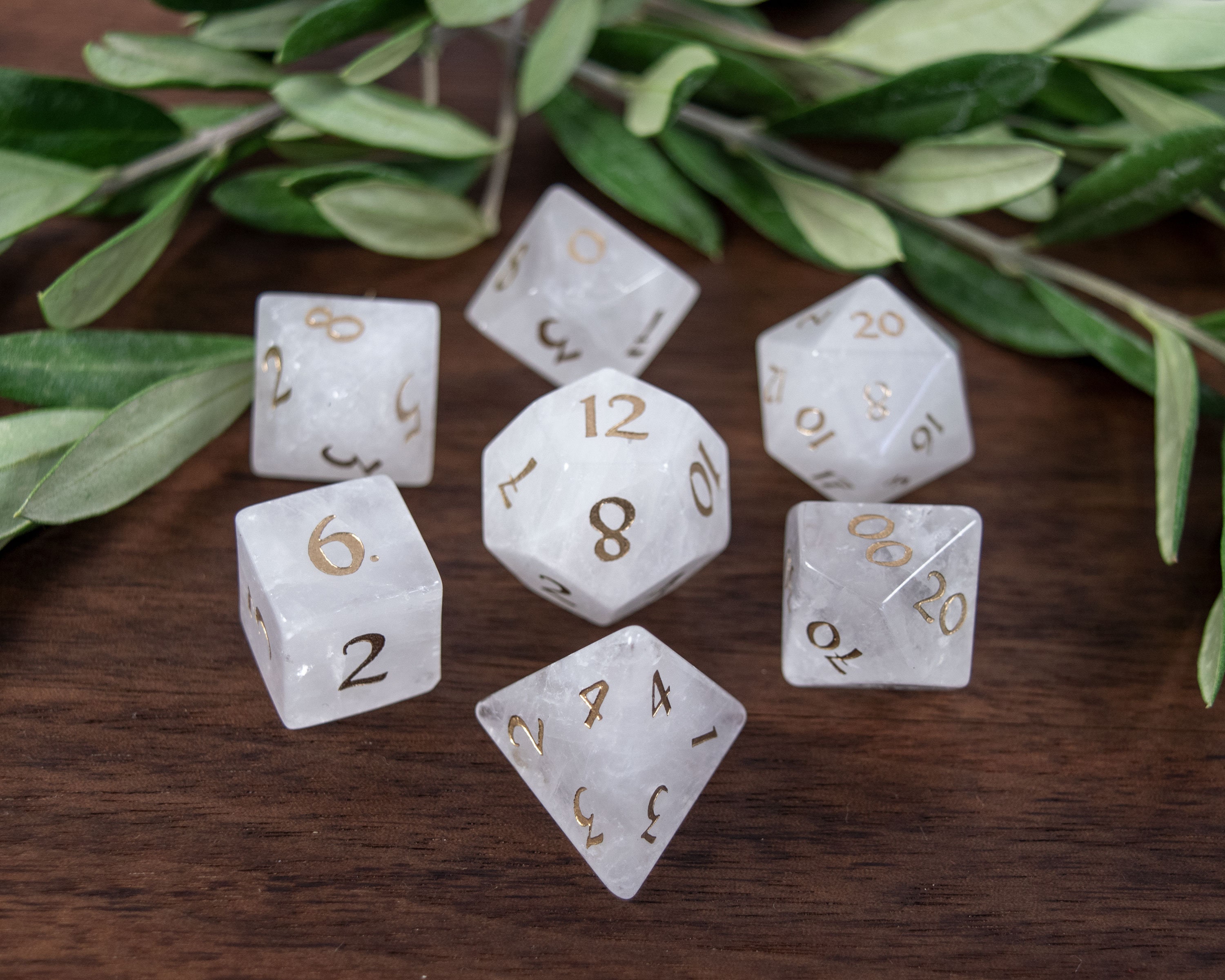 Purity White Quartz Gemstone Dice Set 7 Polyhedral Dice Etsy