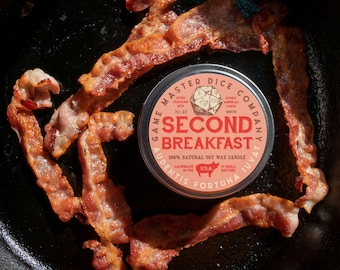 Second Breakfast Candle | Soy Candle | Geek Gift | RPG | Gamer | DnD | Bacon Candle | Lord of the Rings | The Hobbit