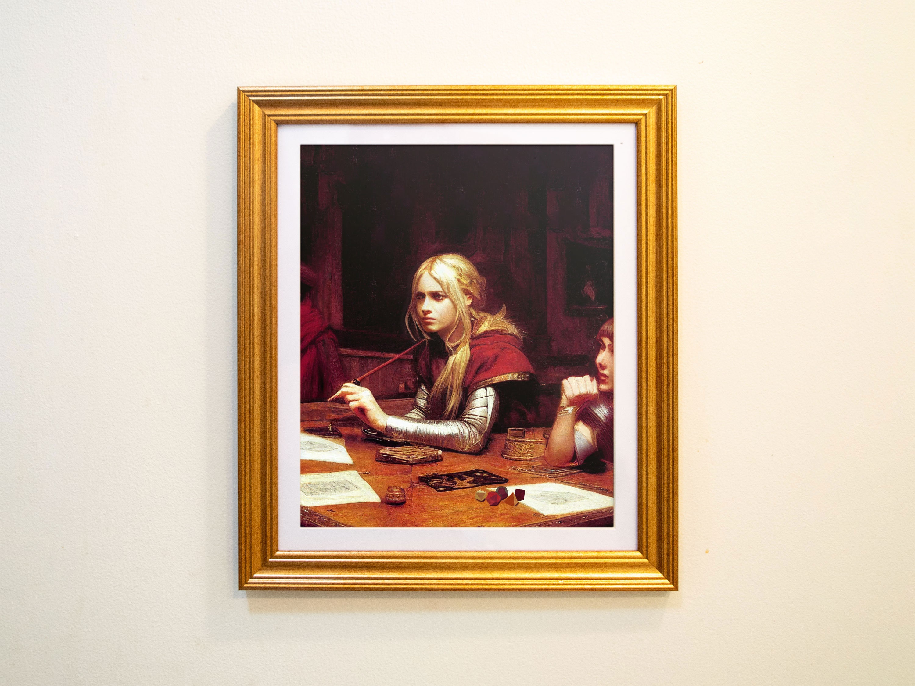 Girl Playing Dungeons & Dragons in a Tavern | Fantasy Art Print | Giclée Painting by Kevin L. Owens